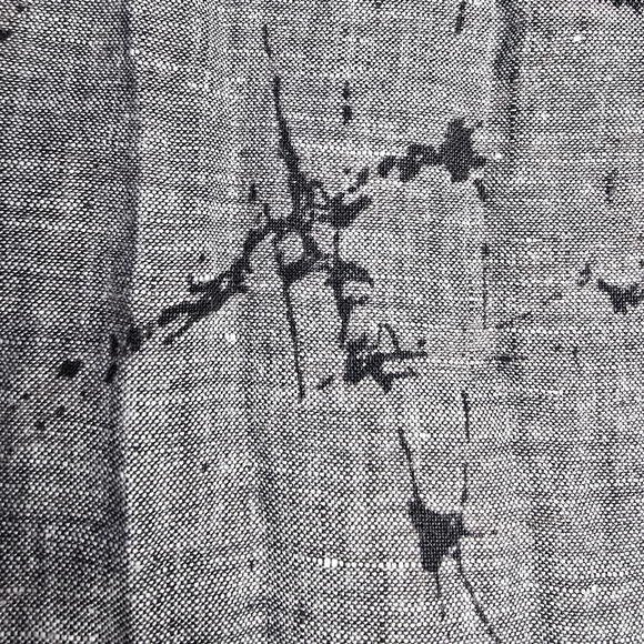 Habitat Clothes to Live In abstract print linen blouse Small BlackGrey Lagenlook - Picture 12 of 12